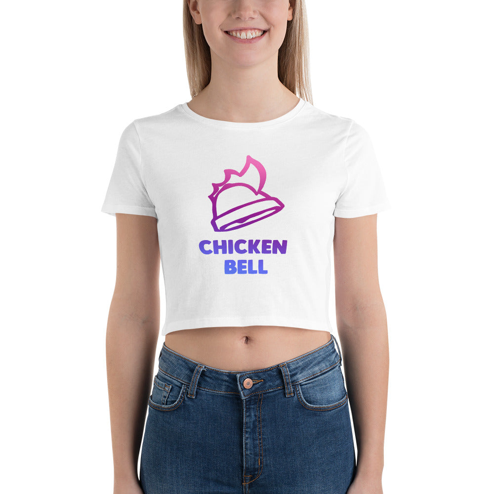 Neon Chicken Bell Women’s Crop Tee